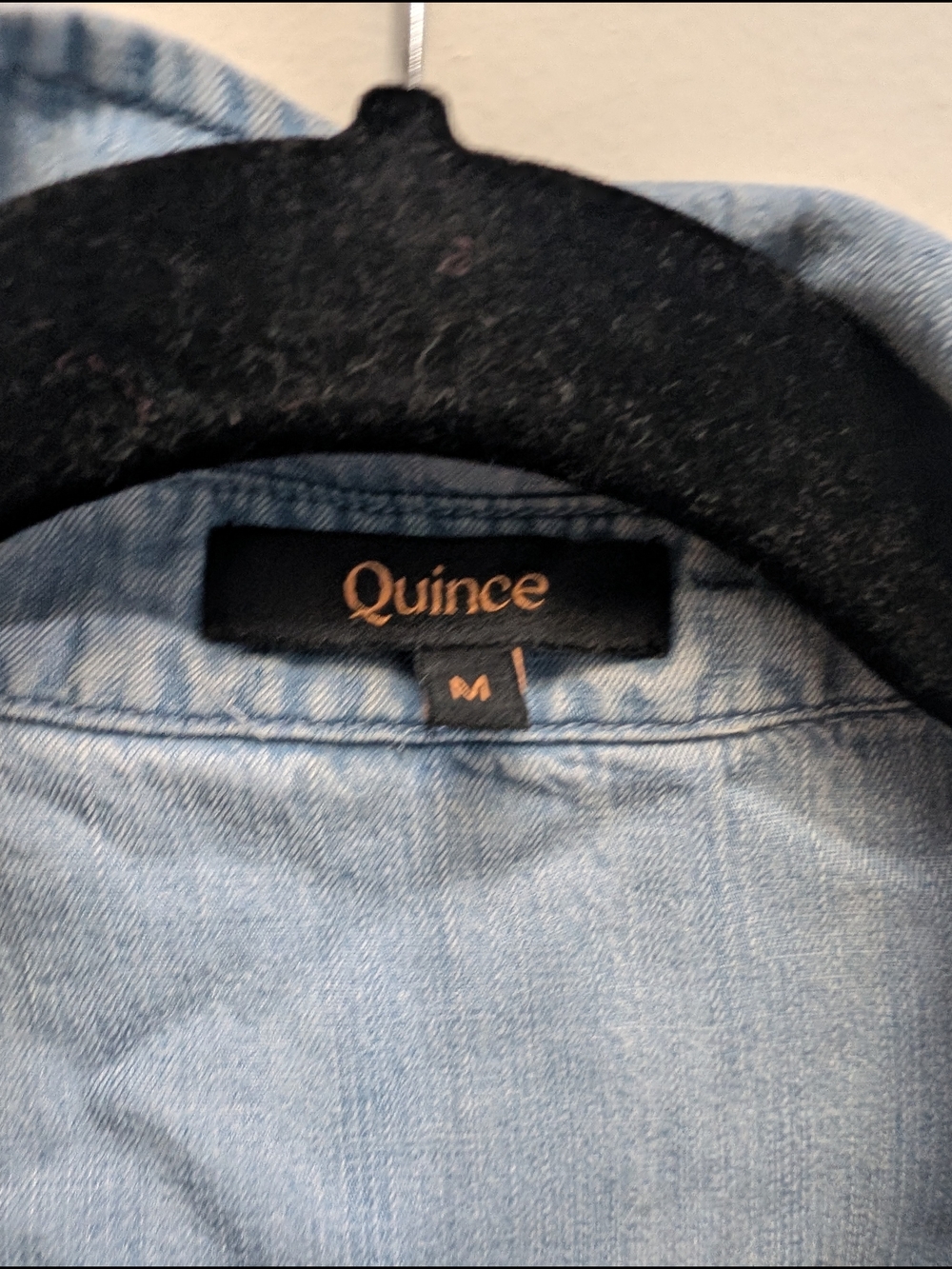 Quince Light Blue Denim Shirt with Dark Brown Wide-Leg Pants - Picture 4 of 6